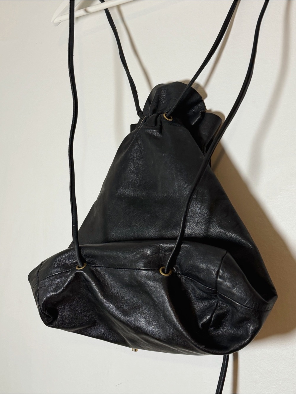COS Raw-Cut Drawstring Leather Backpack - Picture 4 of 5